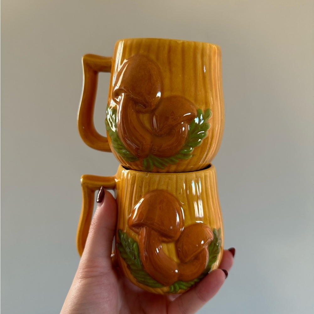 Vintage Mushroom Ceramic Mugs